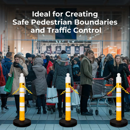 Reflective Delineator Post Yellow | 120CM Safety Traffic Barrier with Sand Weighted Base