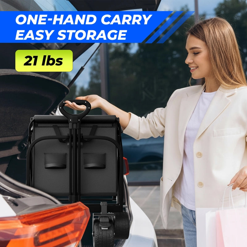 150KG Foldable Trolley Wagon Black | Heavy Duty Camping Cart