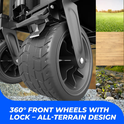 150KG Foldable Trolley Wagon Black | Heavy Duty Camping Cart
