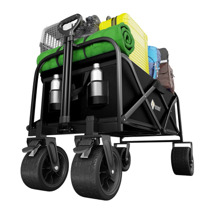 150KG Foldable Trolley Wagon Black | Heavy Duty Camping Cart