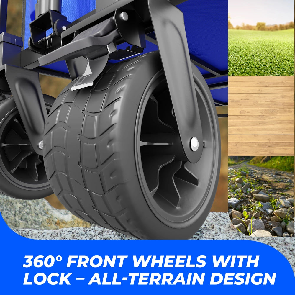 150KG Foldable Trolley Wagon Blue | Heavy Duty Camping Cart with Telescopic Handle