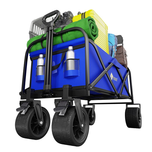 150KG Foldable Trolley Wagon Blue | Heavy Duty Camping Cart with Telescopic Handle