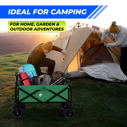 150KG Foldable Trolley Wagon Green | Heavy Duty Camping Cart with Telescopic Handle