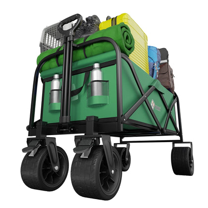 150KG Foldable Trolley Wagon Green | Heavy Duty Camping Cart with Telescopic Handle