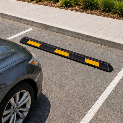 180CM Wheel Stop Black | Reflective Car Parking Stopper with Yellow Reflector