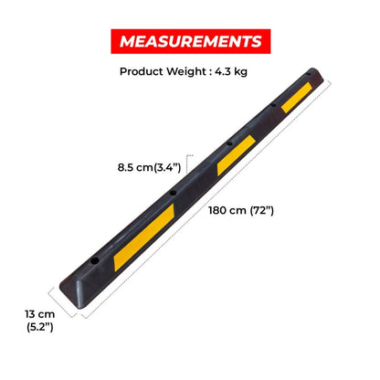 180CM Wheel Stop Black | Reflective Car Parking Stopper with Yellow Reflector