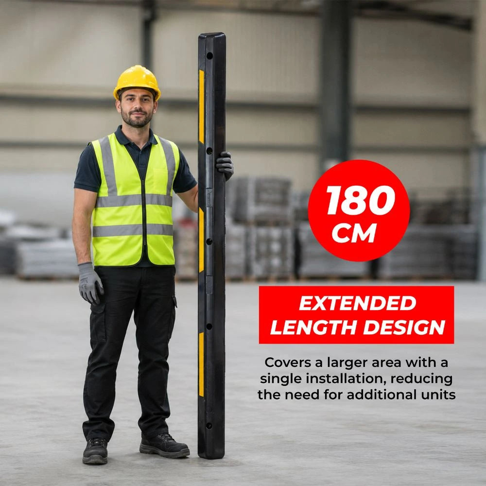 180CM Wheel Stop Black | Reflective Car Parking Stopper with Yellow Reflector