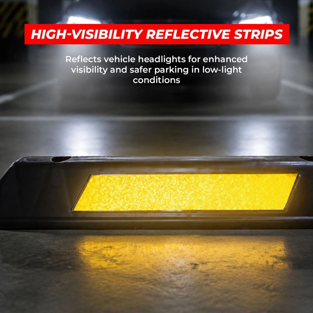 180CM Wheel Stop Black | Reflective Car Parking Stopper with Yellow Reflector