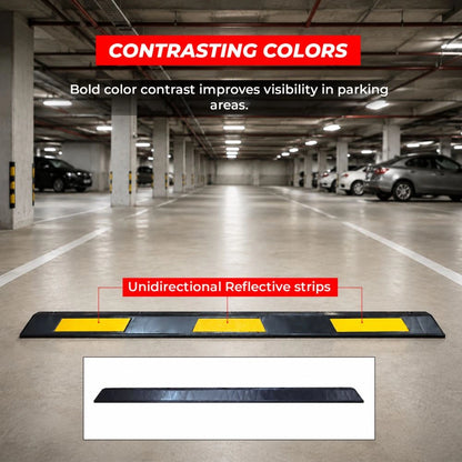 180CM Wheel Stop Black | Reflective Car Parking Stopper with Yellow Reflector