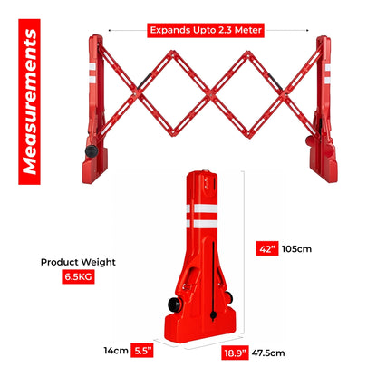 2.3 Meter Expandable Safety Barrier Red | Foldable Safety Barrier