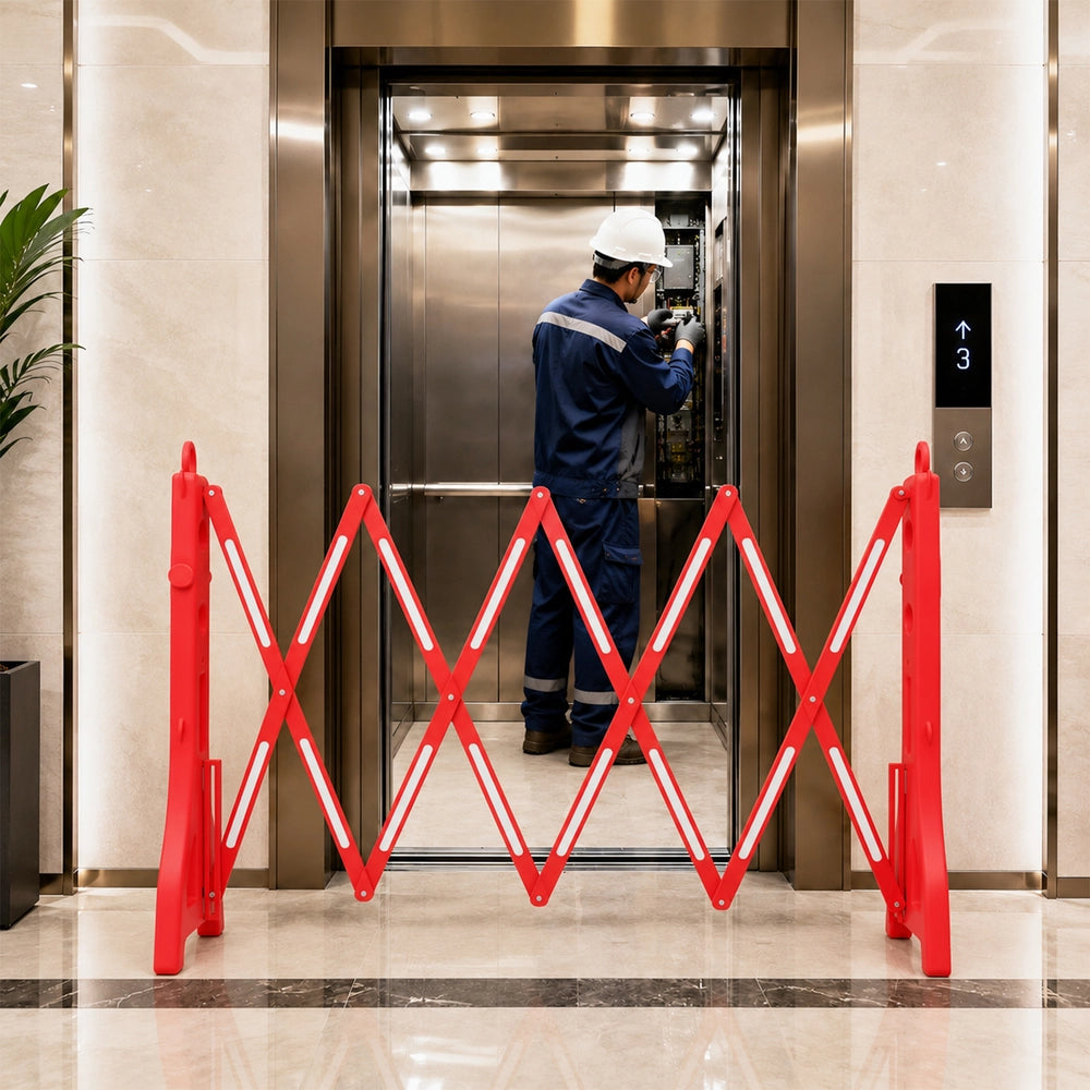 Expandable Mobile Barrier Red | Portable Folding Safety Barricade 2.5M
