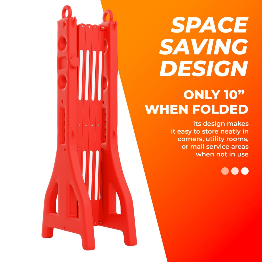 Expandable Mobile Barrier Red | Portable Folding Safety Barricade 2.5M