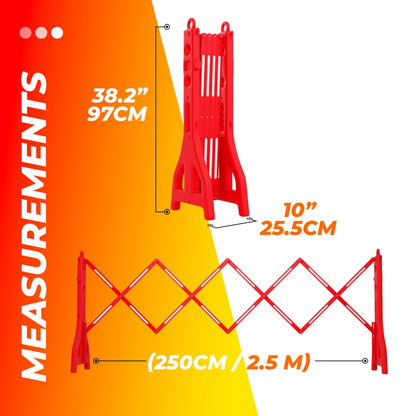 Expandable Mobile Barrier Red | Portable Folding Safety Barricade 2.5M