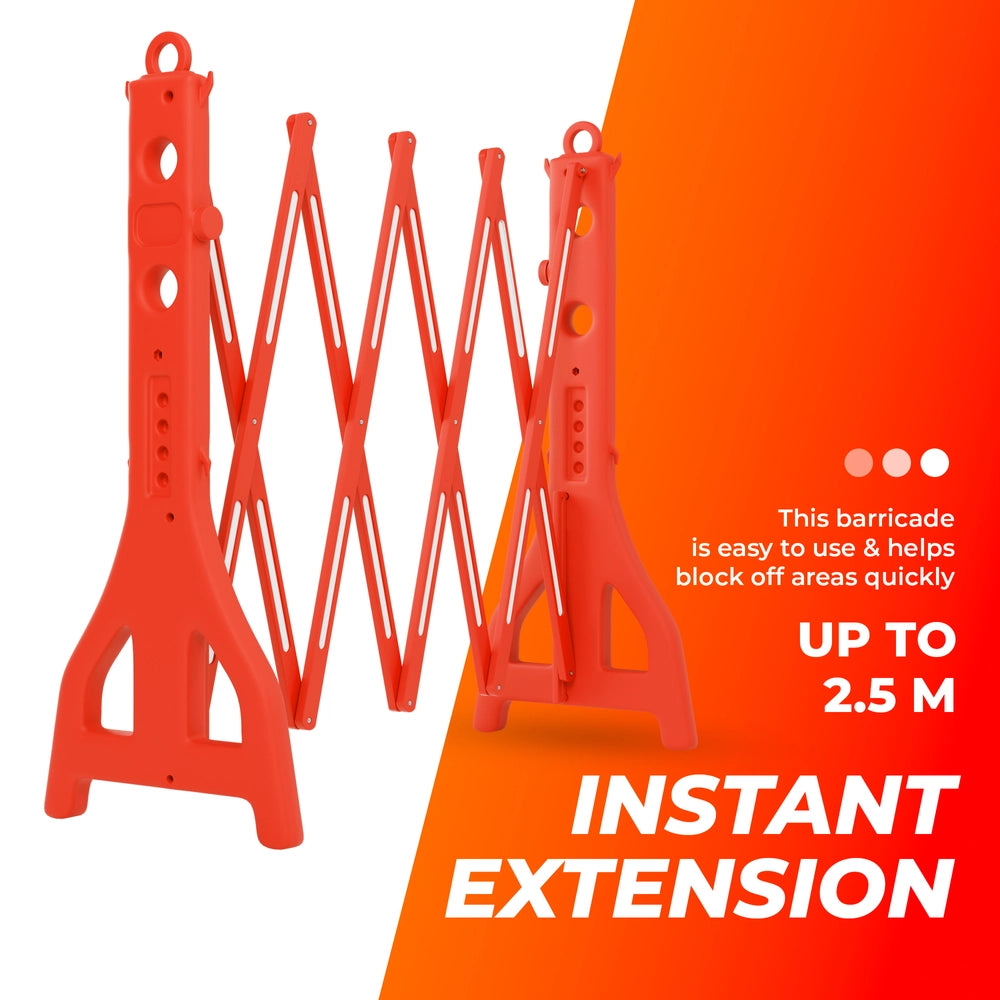 Expandable Mobile Barrier Red | Portable Folding Safety Barricade 2.5M