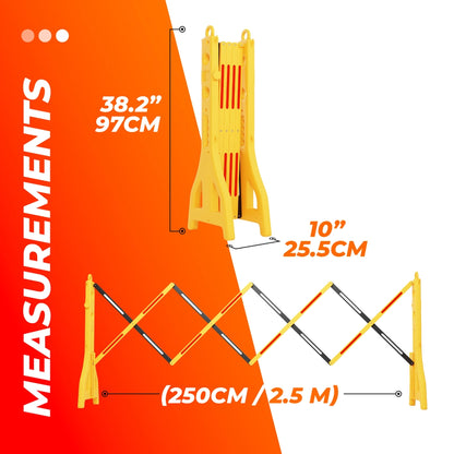 2.5M Expandable Mobile Barrier Yellow & Black | Portable Folding Safety Barricade
