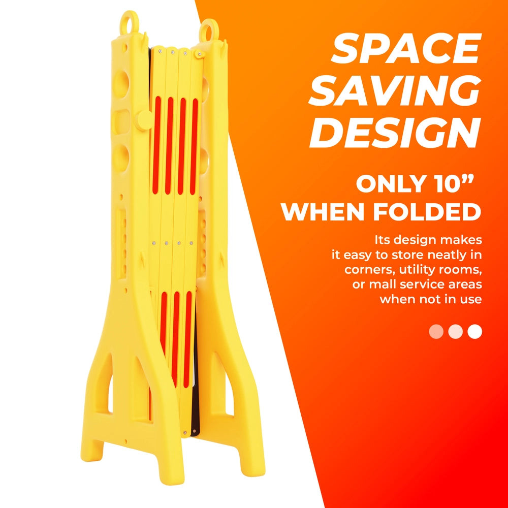 2.5M Expandable Mobile Barrier Yellow & Black | Portable Folding Safety Barricade