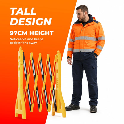 2.5M Expandable Mobile Barrier Yellow & Black | Portable Folding Safety Barricade
