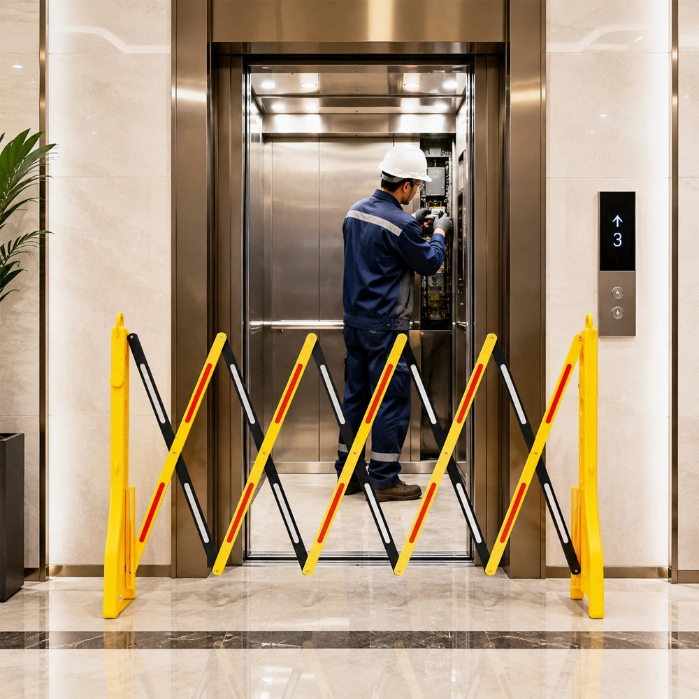 2.5M Expandable Mobile Barrier Yellow & Black | Portable Folding Safety Barricade