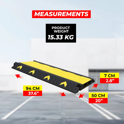 Floor Cable Cover 2 Channel | PVC Cable Floor Protector Ramp with Reflector
