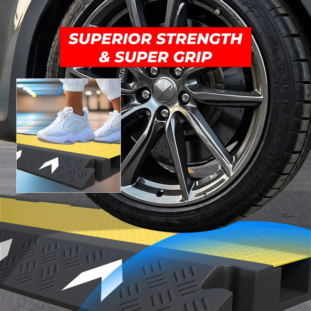 Floor Cable Cover 2 Channel | PVC Cable Floor Protector Ramp with Reflector