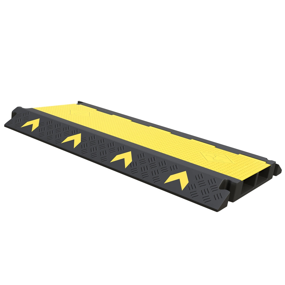 Floor Cable Cover 2 Channel | PVC Cable Floor Protector Ramp with Reflector