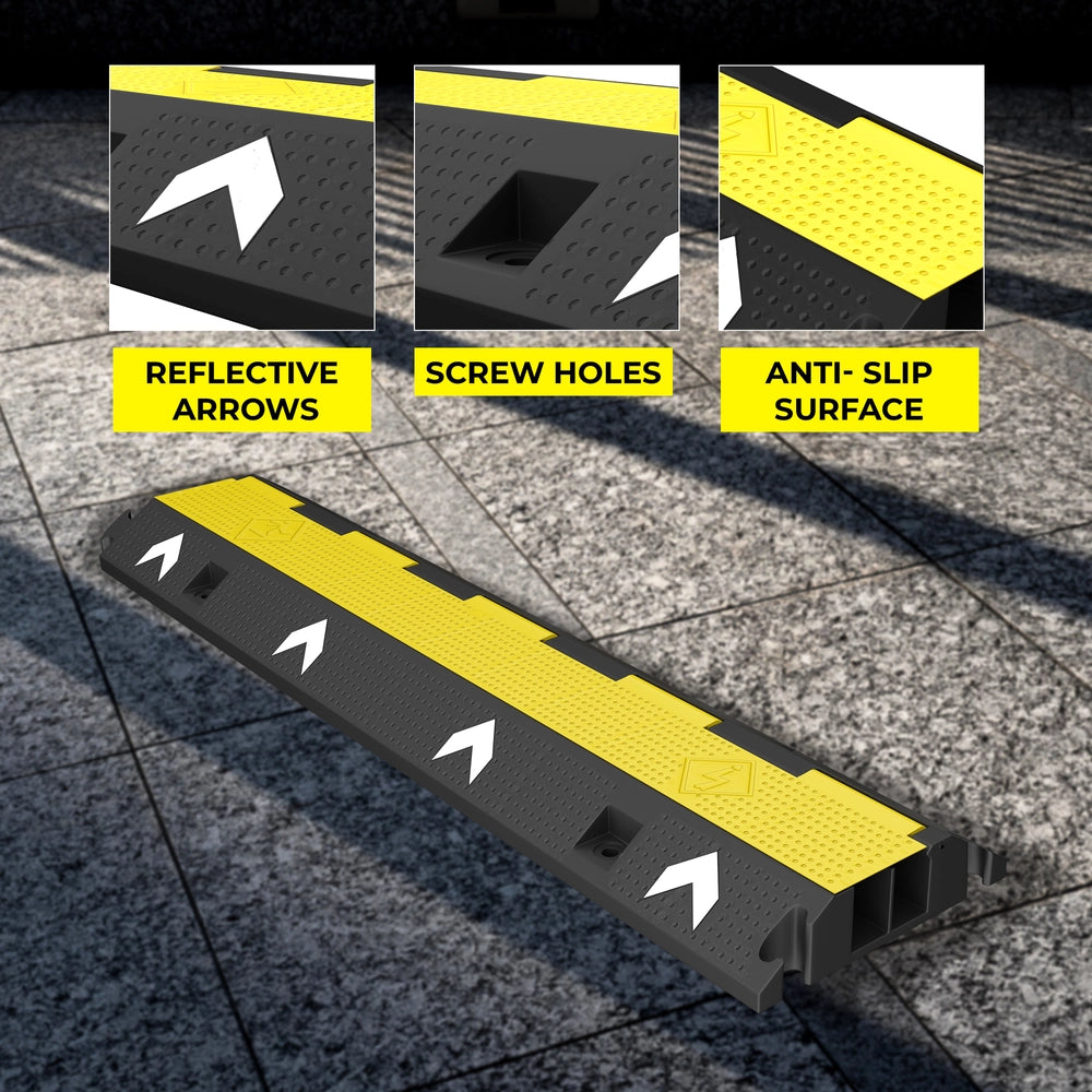 2 Channel PVC Reflective Cable Protector Ramp with Flip Open Lid