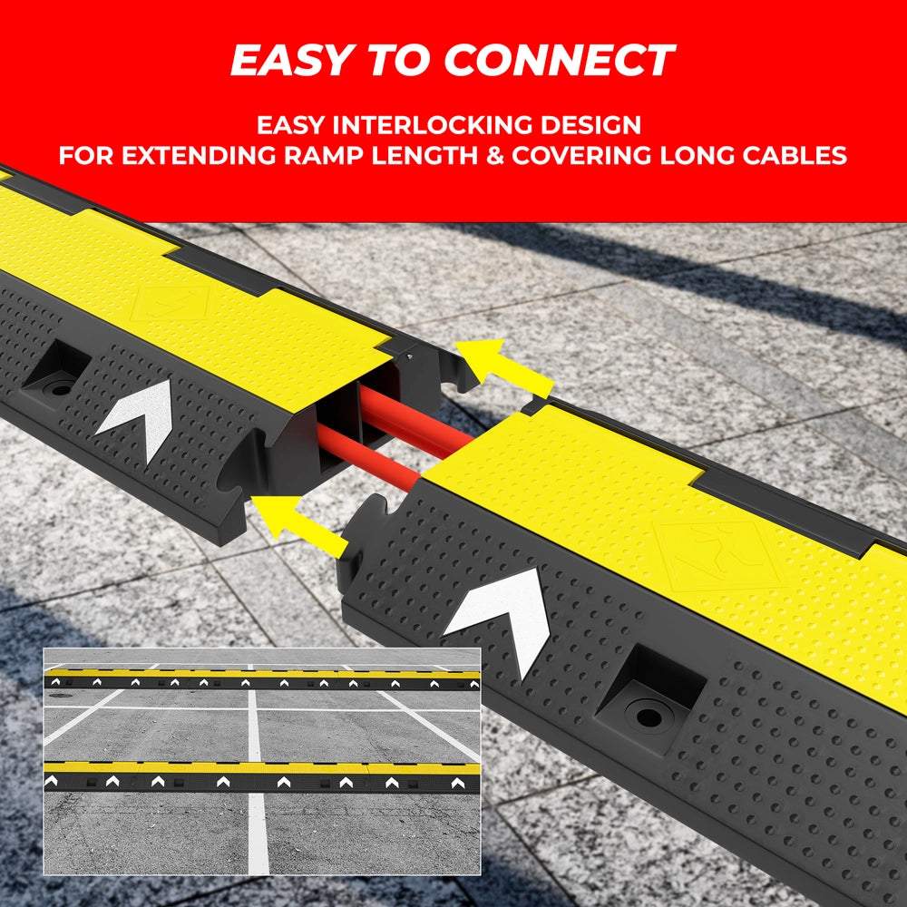 2 Channel PVC Reflective Cable Protector Ramp with Flip Open Lid