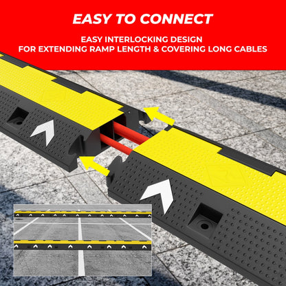 2 Channel PVC Reflective Cable Protector Ramp with Flip Open Lid