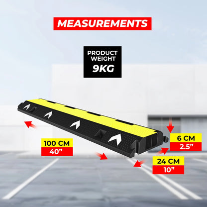 2 Channel PVC Reflective Cable Protector Ramp with Flip Open Lid