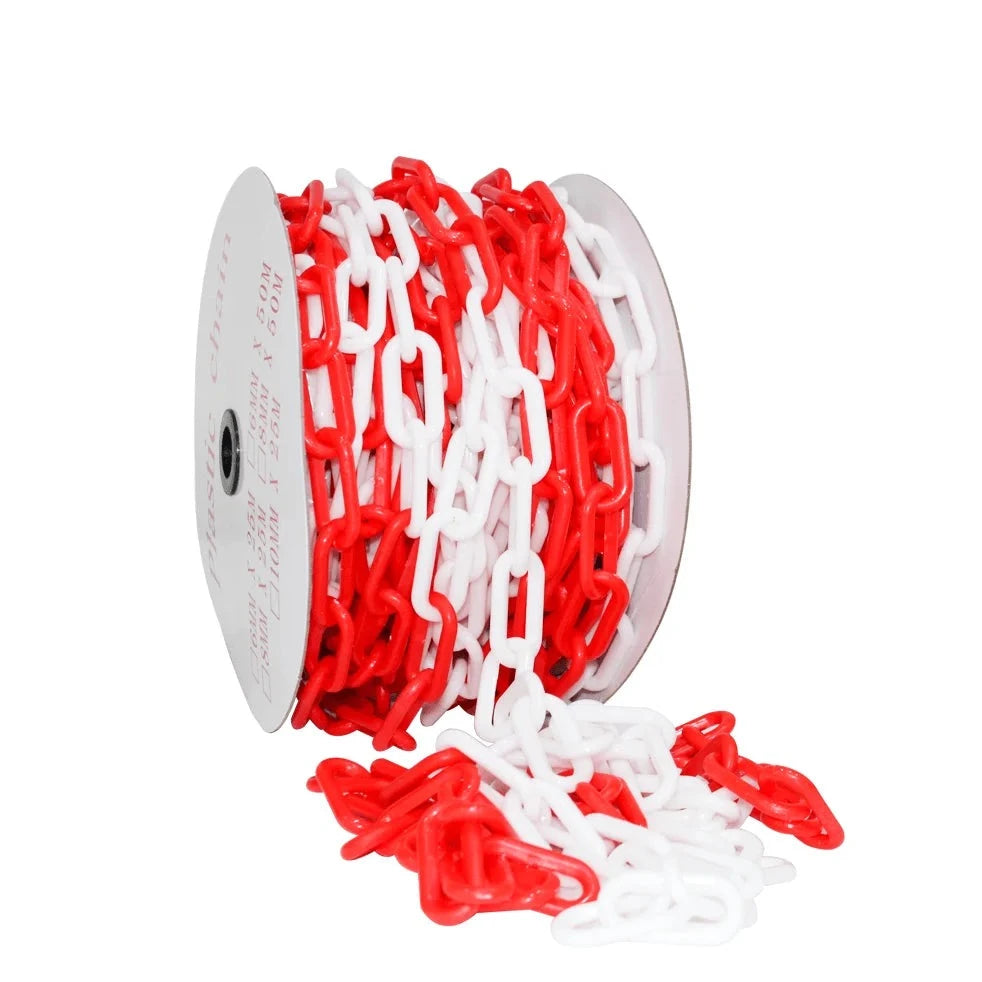 20 meter plastic chain red and white  8mm