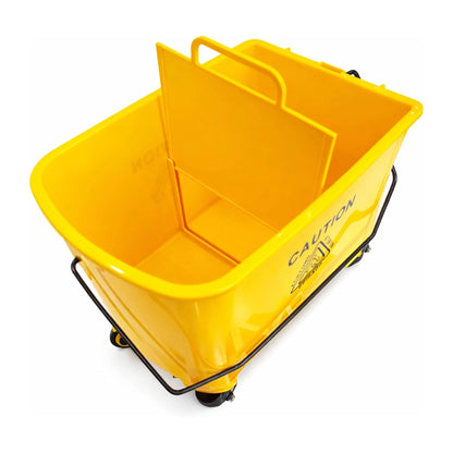 20L Mop Bucket with Wringer | Yellow Mop Trolley with Water Separator