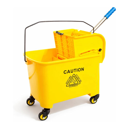 20L Mop Bucket with Wringer | Yellow Mop Trolley with Water Separator