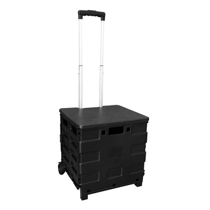 25 kg folding shopping trolley black with cover