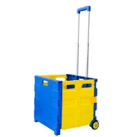 25 kg folding shopping trolley blue yellow design 