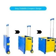 25 kg folding shopping trolley blue yellow easy to use 