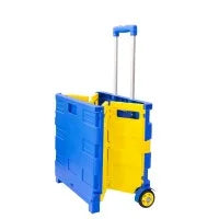 25 kg folding shopping trolley blue yellow foldable 