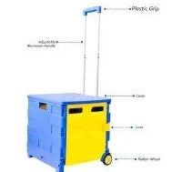 25 kg folding shopping trolley blue yellow measurement 