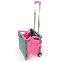 25 kg folding shopping trolley grey pink easy to fold