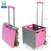 25 kg folding shopping trolley grey pink measurement 