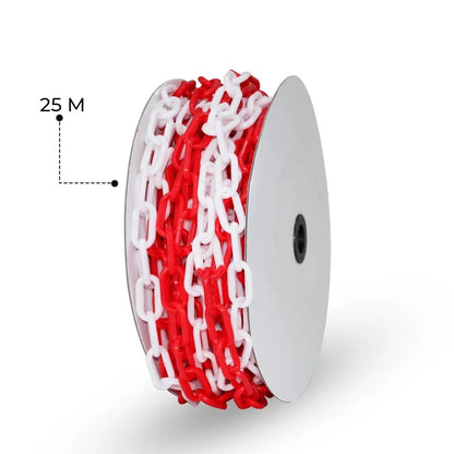 25 meter plastic chain red and white 6MM