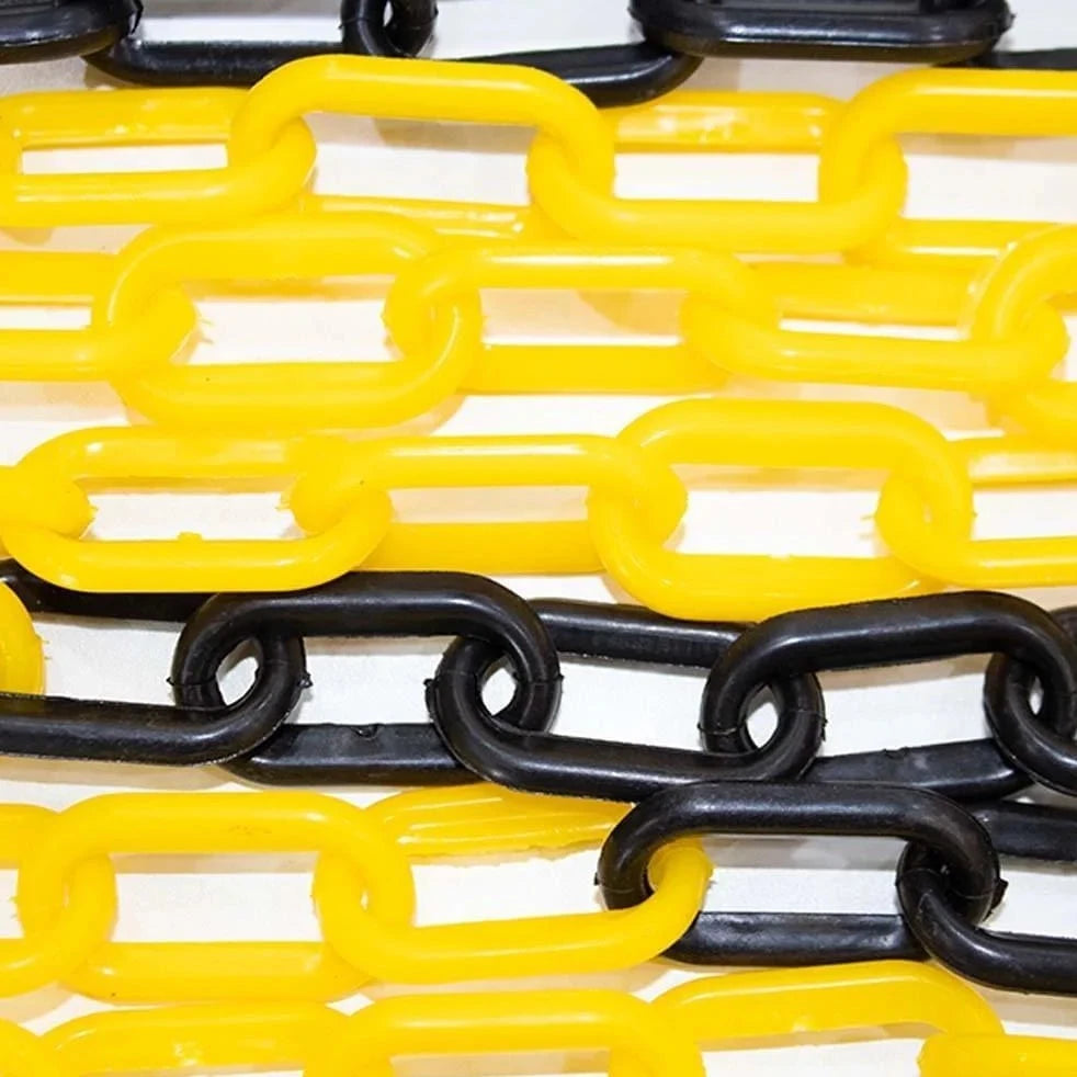 25 meter plastic chain yellow and black durable