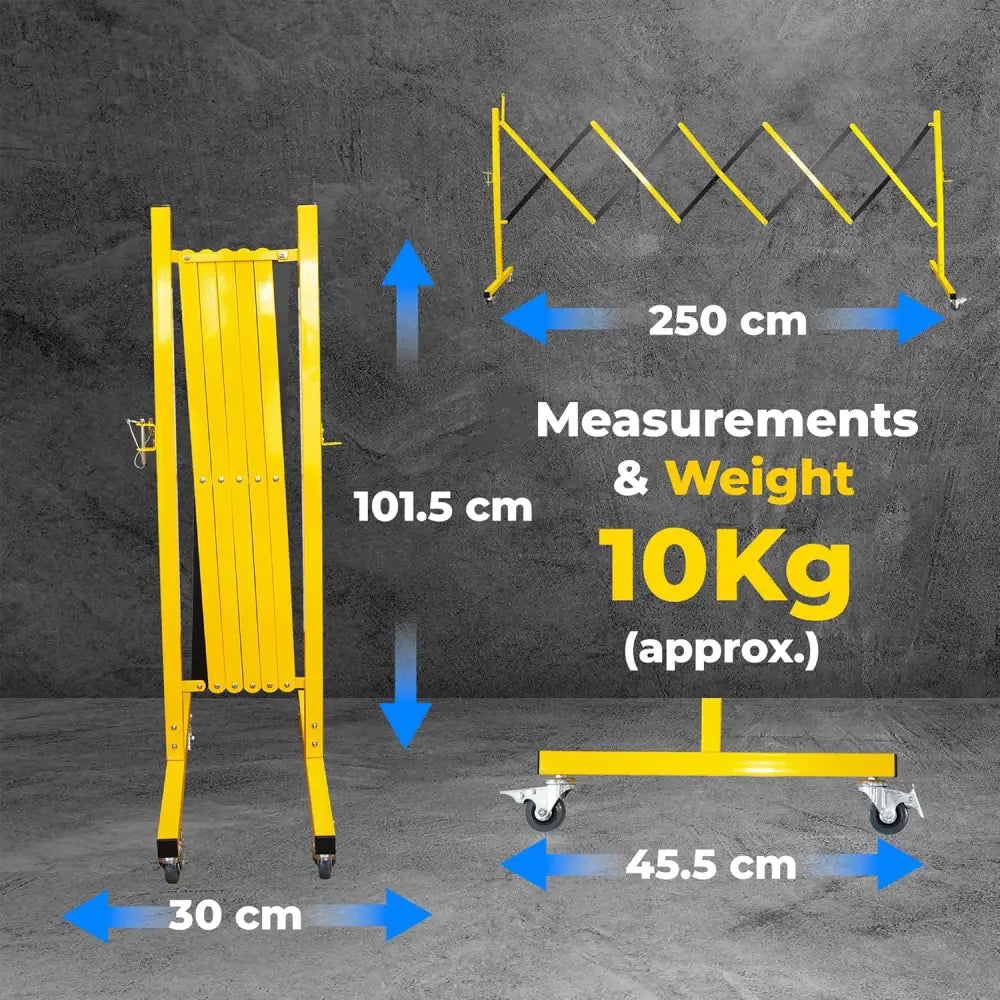 Expandable Metal Safety Barrier 2.5 Meter with Lockable Wheels