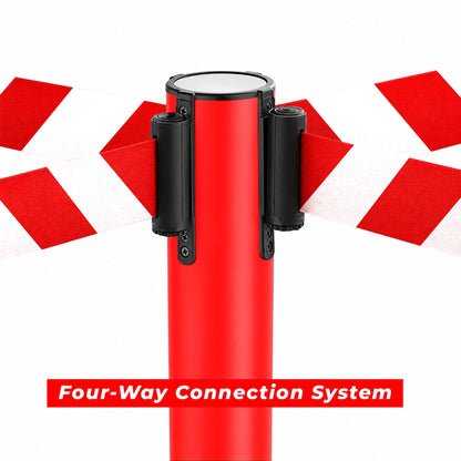 Queue Barrier Post with 2 Meter Belt | Stanchion with Retractable Nylon Belt for Crowd Control