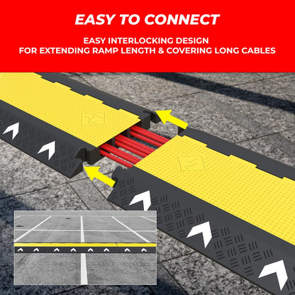 Cable Protector 3 Channel - PVC | Floor Cable Cover Ramp with Reflector
