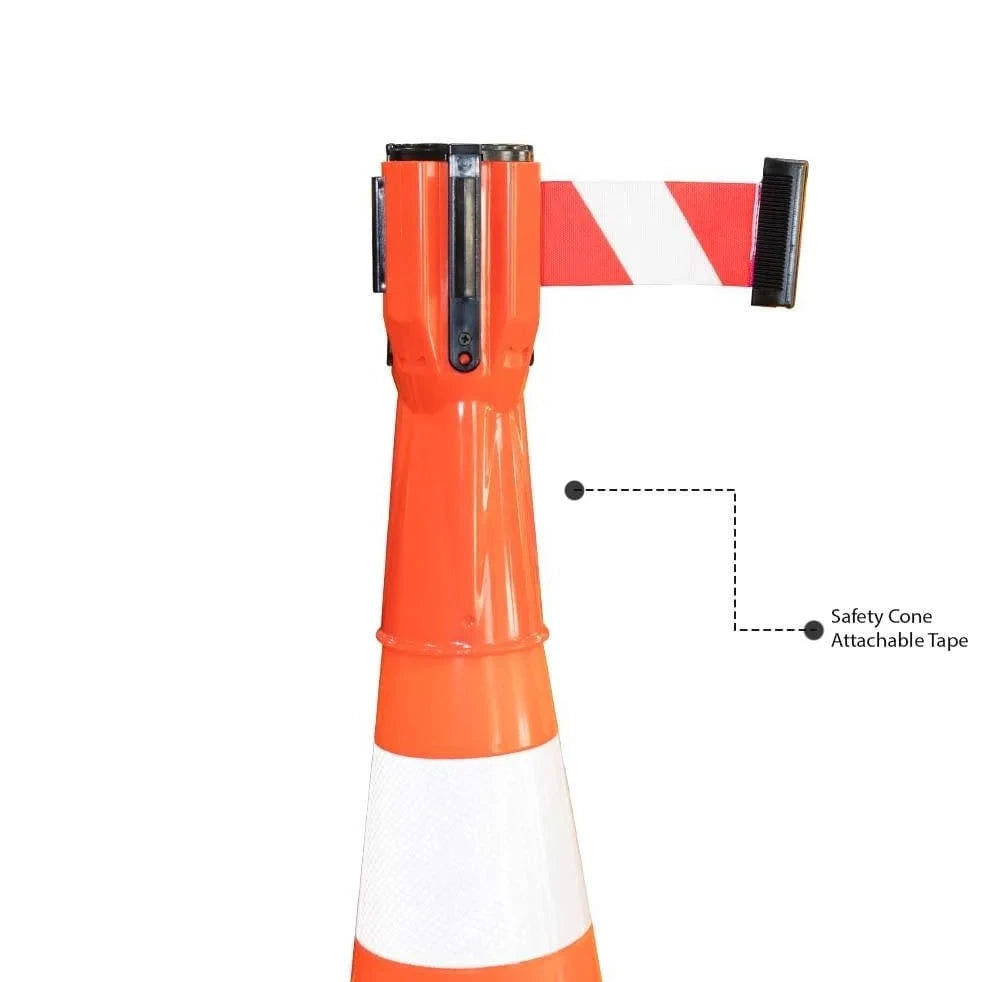 3 meter  retractable caution belt red white barrier can be adjust top of the cone
