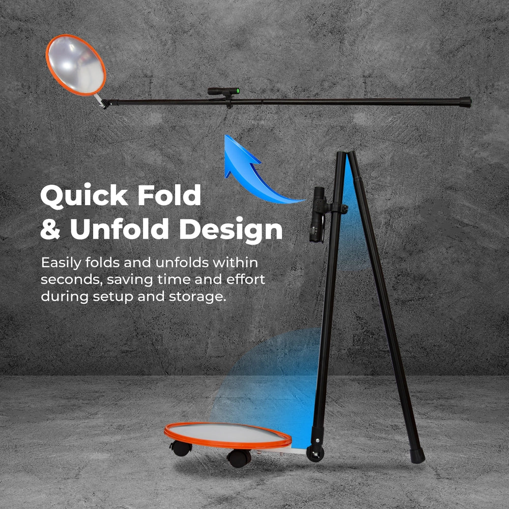 Vehicle Inspection Mirror | 30CM Round Security Mirror with Foldable Handle & Carry Bag