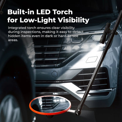 Vehicle Inspection Mirror | 30CM Round Security Mirror with Foldable Handle & Carry Bag