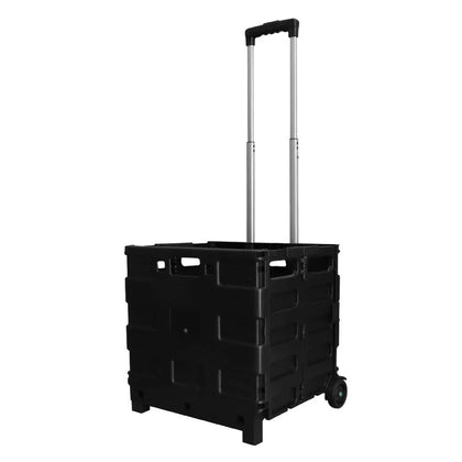 35kg Foldable Shopping Trolley Light Black | Storage Boot Cart Box