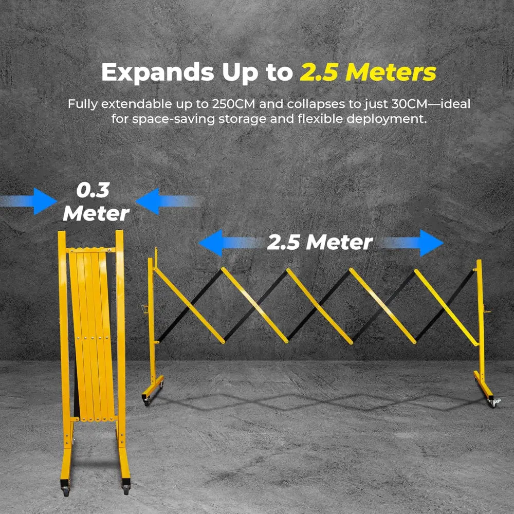 Expandable Metal Safety Barrier 2.5 Meter with Lockable Wheels