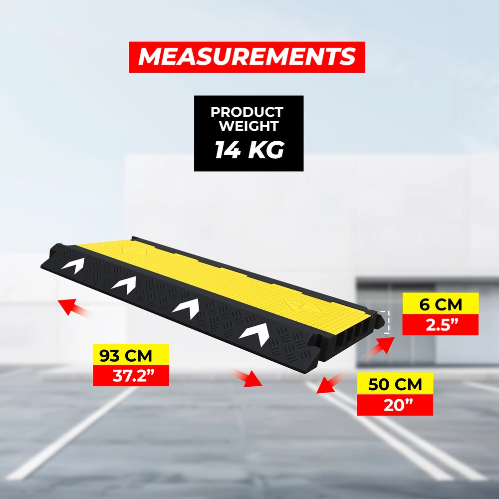 4-Channel EV Cable Protector with Yellow Lid | Heavy-Duty PVC Cable Cover